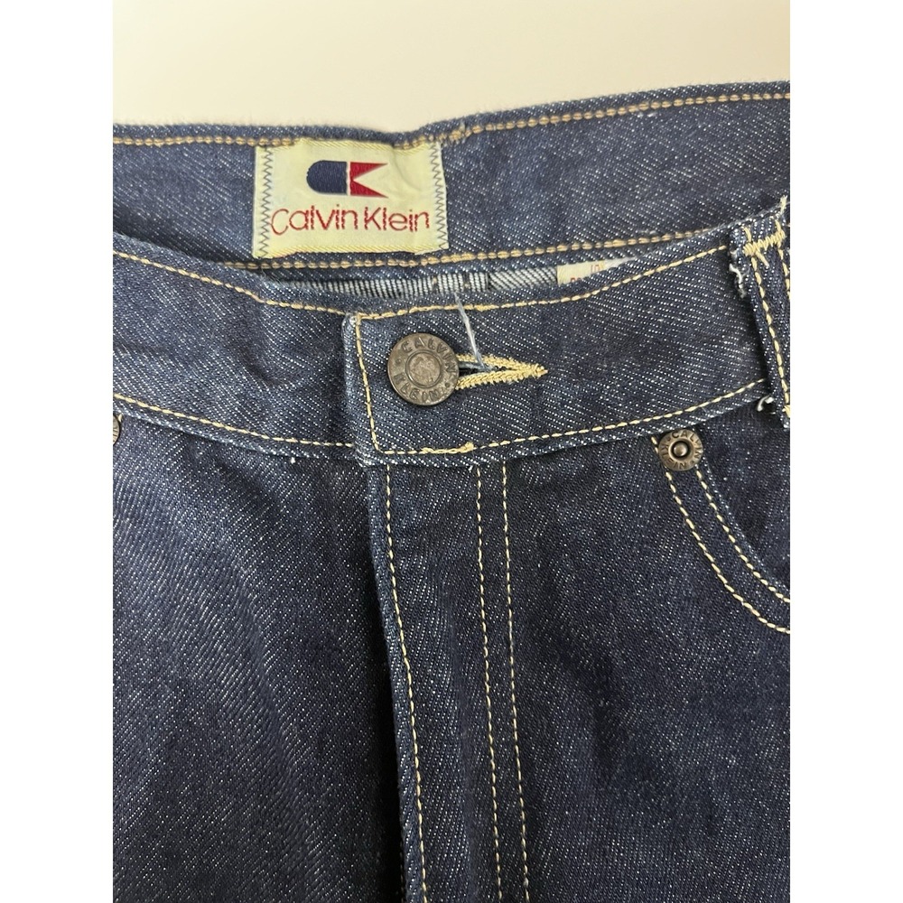 VTG 70s Calvin Klein Jeans High Rise Straight Leg Dark Wash Sz 11 / 26 NEW! - Picture 7 of 13